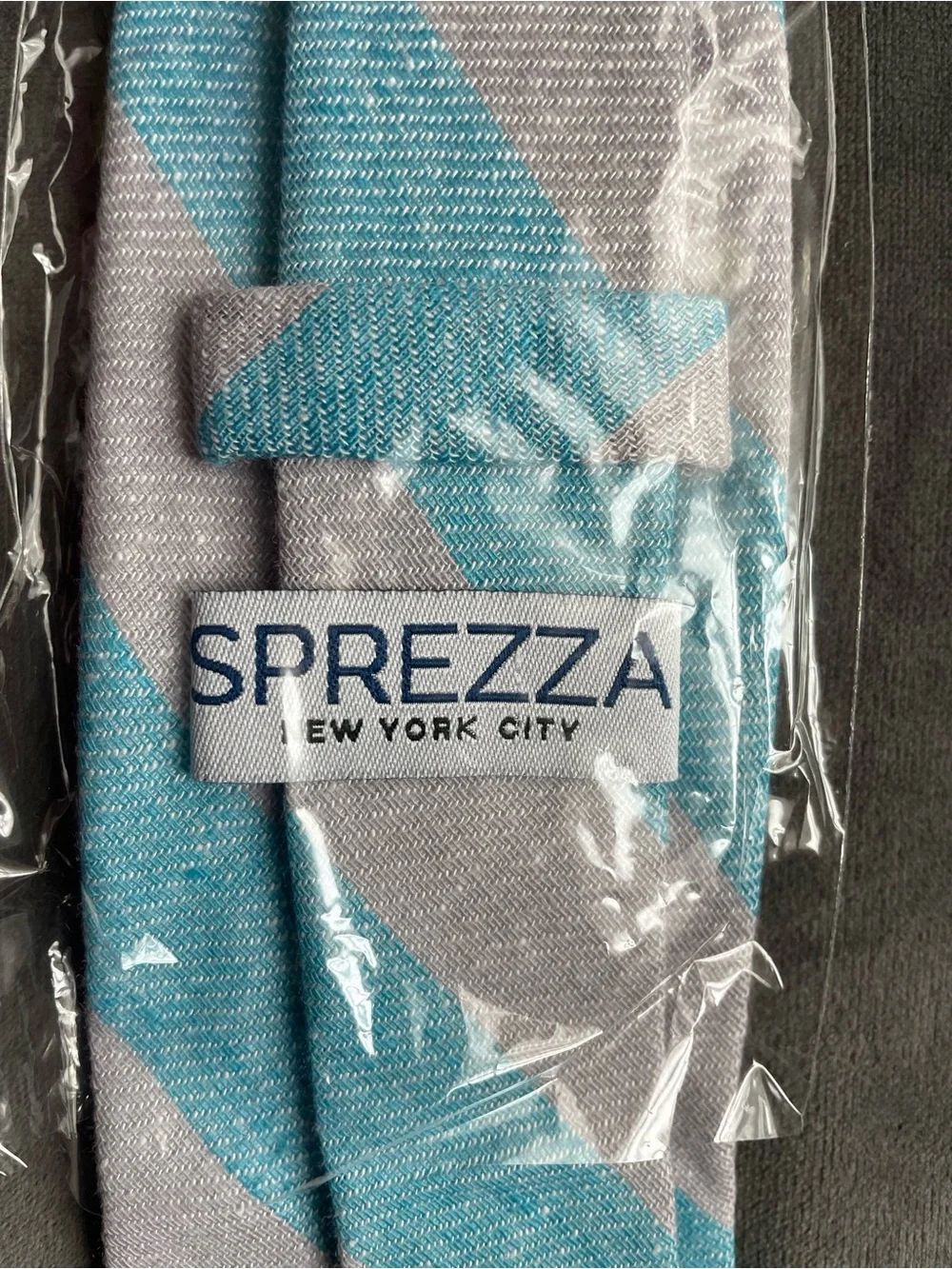 NWT Sprezza Light Blue and Gray Diagonal Stripe Men's Tie